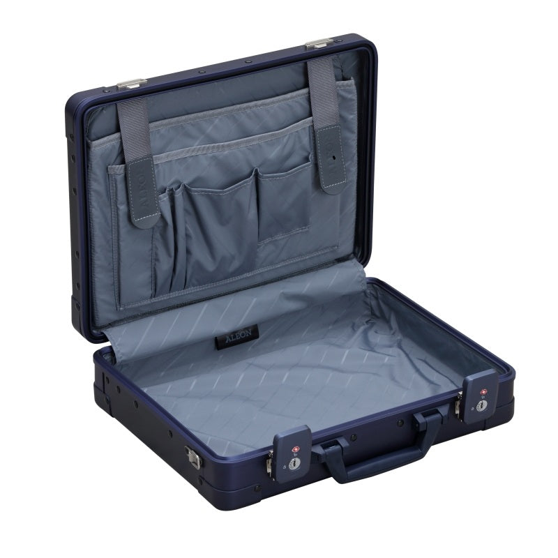 Aleon 15 inch Business Briefcase open view, in blue.