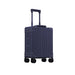 Aleon 16 inch vertical carry on briefcase that fits under your seat with wheels and telescoping handle side view, in blue.