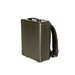 Aleon 16 inch aluminum backpack with straps side view in brown.